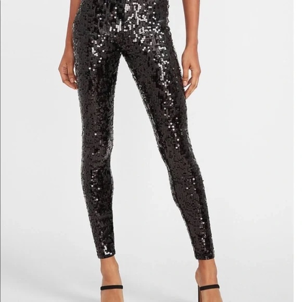 Express Black Sequin Leggings